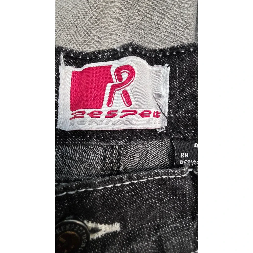 Respect Denim Co Mens 40x34 Wide Leg Baggy Jeans Dark Wash Fade Y2K Streetwear